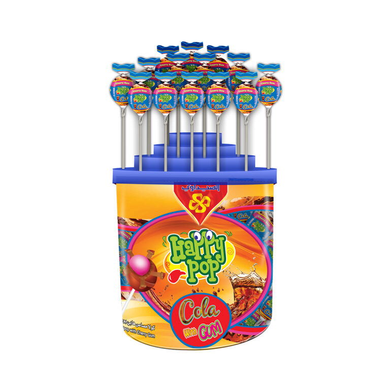 هابي بوب مصاص بالكولا محشو علكة 10 جم علبة بلاستيك